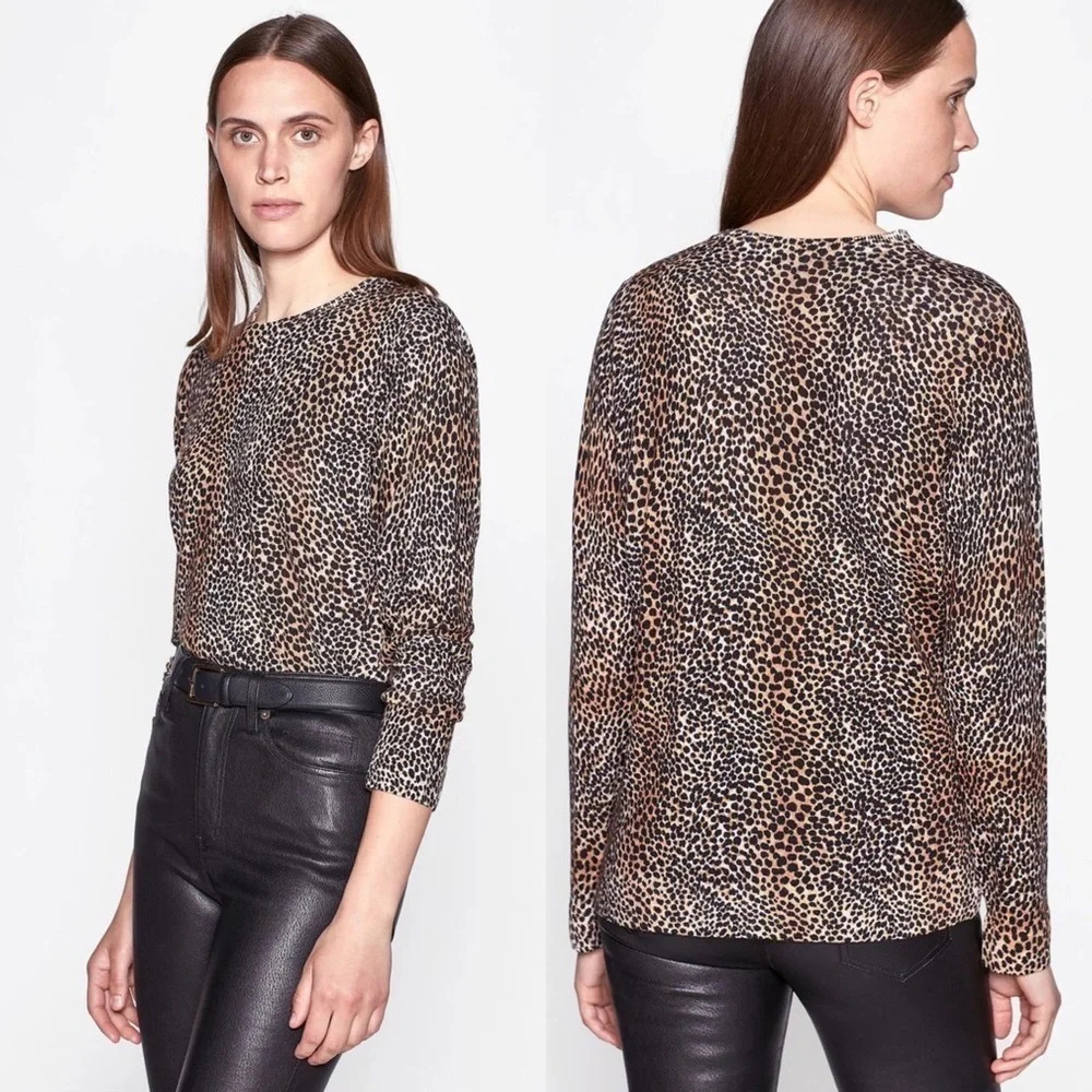 NWOT EQUIPMENT Raydon Leopard Print Wool Sweater Casual Women’s Large - Picture 1 of 12